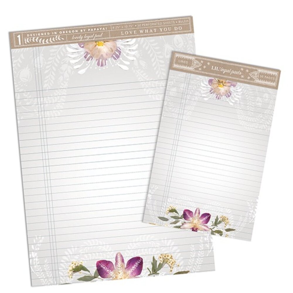 NEW Papaya Orchid Lace Legal Pad AND Matching Note Pad beautiful on both sides!
